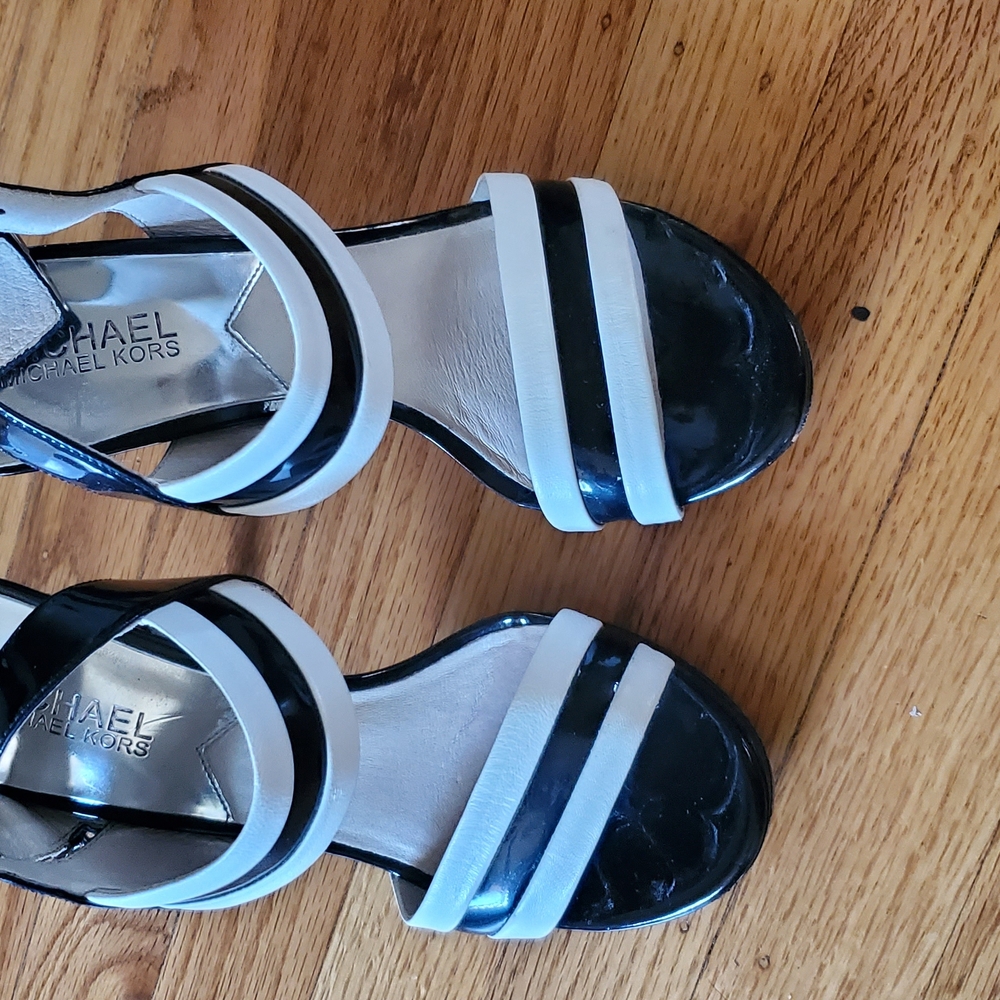 Michael Kors Black and White Strappy Sandals